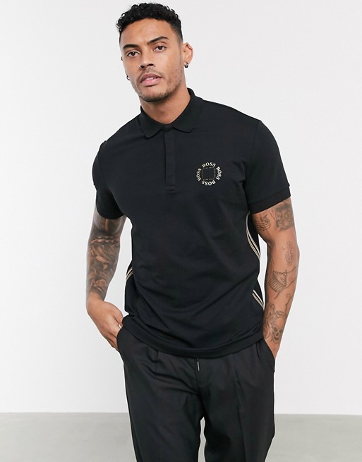 BOSS Athleisure Paddy circle logo polo in black