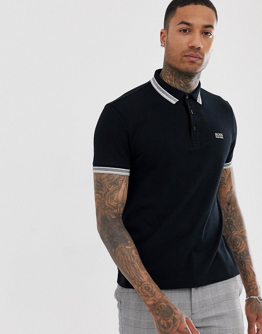 BOSS Athleisure Paddy tipped polo in black