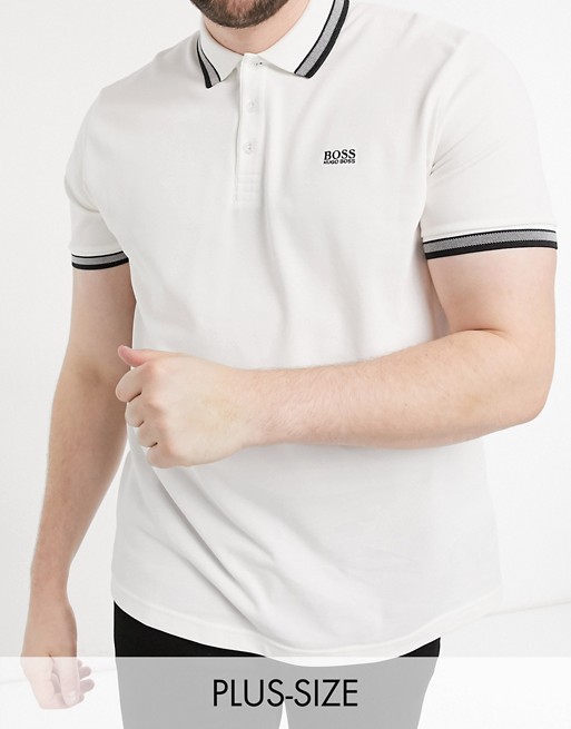 BOSS Athleisure Paddy tipped polo in white/ silver