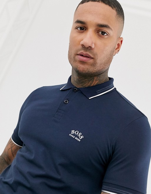 BOSS Athleisure Paul polo with silver logo in navy