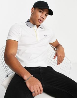BOSS Athleisure Paule slim fit polo shirt with patterned collar