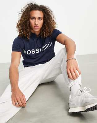 Boss Athleisure pavel polo in off navy - ASOS Price Checker