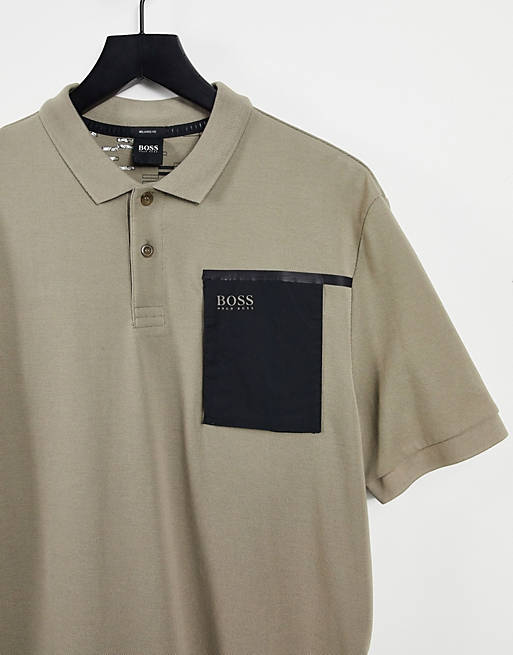 Polo shirts Boss Athleisure pirax polo with contrast pocket in stone 