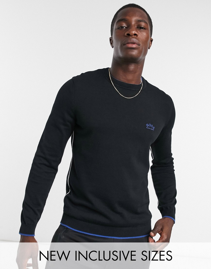 BOSS Athleisure Riston crew neck knitted sweater in black
