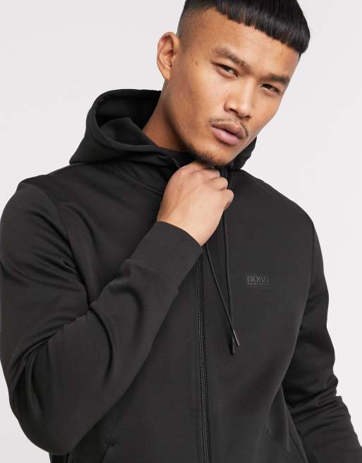 BOSS Athleisure – Saggy X – Svart huvtröja med dragkedja, 3 av 4