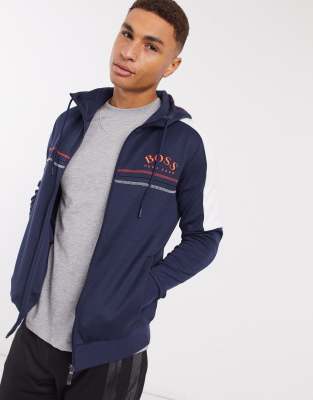 boss saggy zip through hoodie