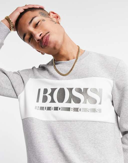 上等な In Sweat 1 Salbo Athleisure Boss メンズ トレーナー スウェット ボス Grey グレイ インポート 人気 新作 日本未入荷 灰色 グレー 並行輸入品 ブランド クレジットカードok イギリス Asos エイソス パーカー