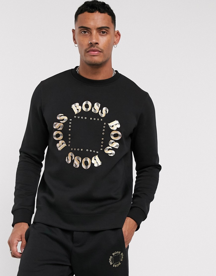 BOSS Athleisure - Salbo Circle - Sweater met ronde hals in zwart