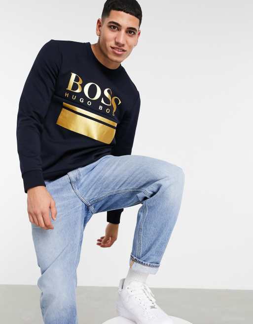 Boss salbo sweatshirt discount navy