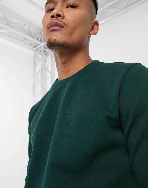 BOSS Athleisure SalboX small logo sweat in green | ASOS