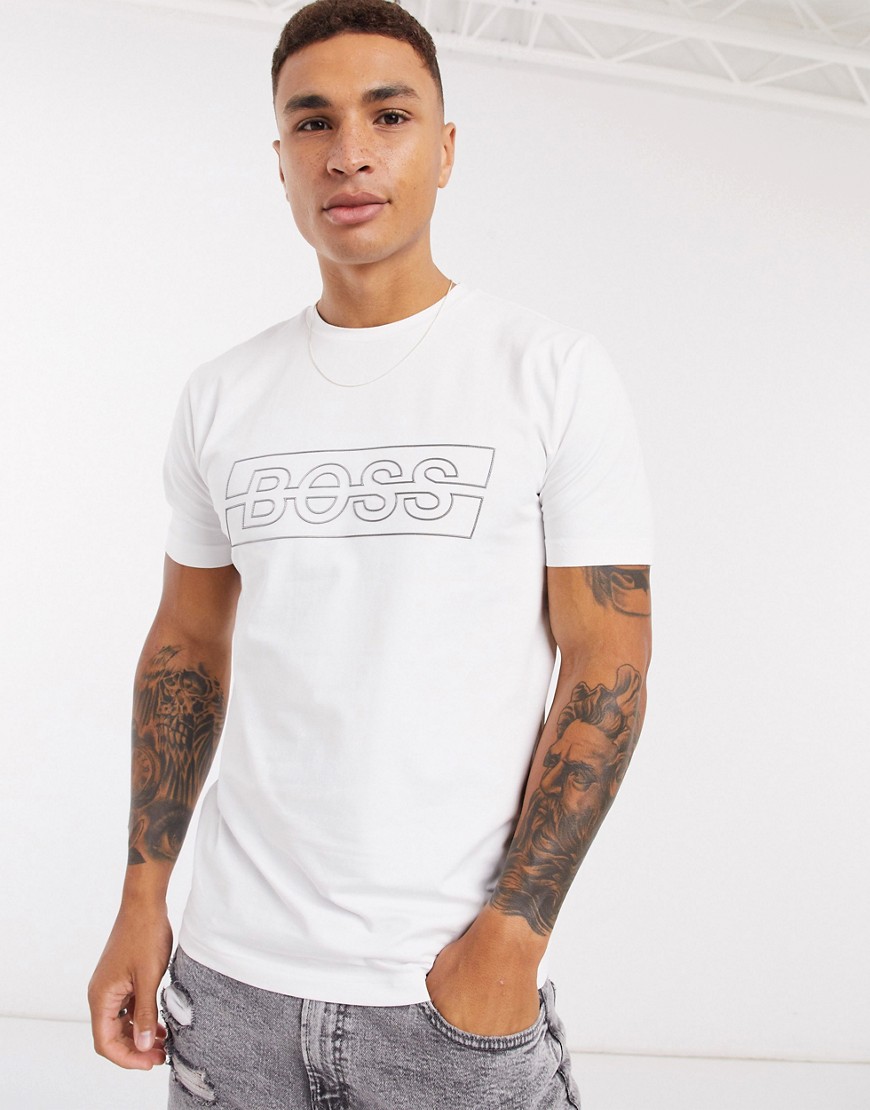BOSS Athleisure – T-shirt med logga-Vita