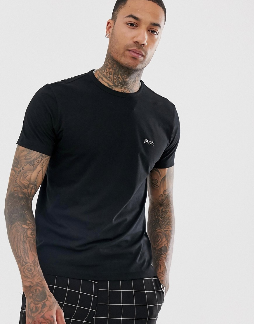 BOSS Athleisure - T-shirt met logo voor- en achterop in zwart