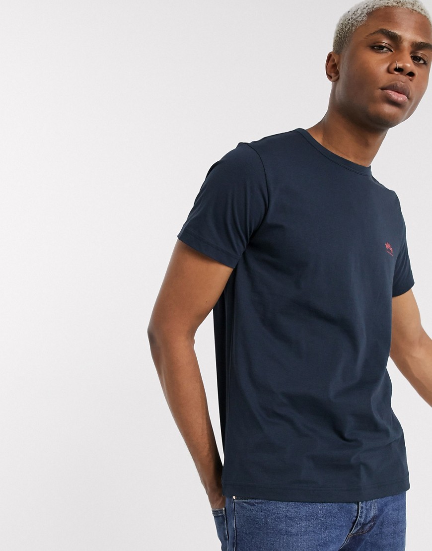 BOSS Athleisure - T-shirt met ronde zoom en klein logo op de borst in marineblauw