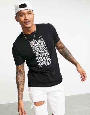 BOSS Green BOSS Athleisure Tee 1 repeated logo t-shirt in black/ white