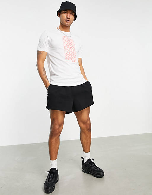 Men BOSS Athleisure Tee 1 repeated logo t-shirt in white/ red 