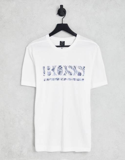 BOSS Athleisure Tee 1 large logo t-shirt in white