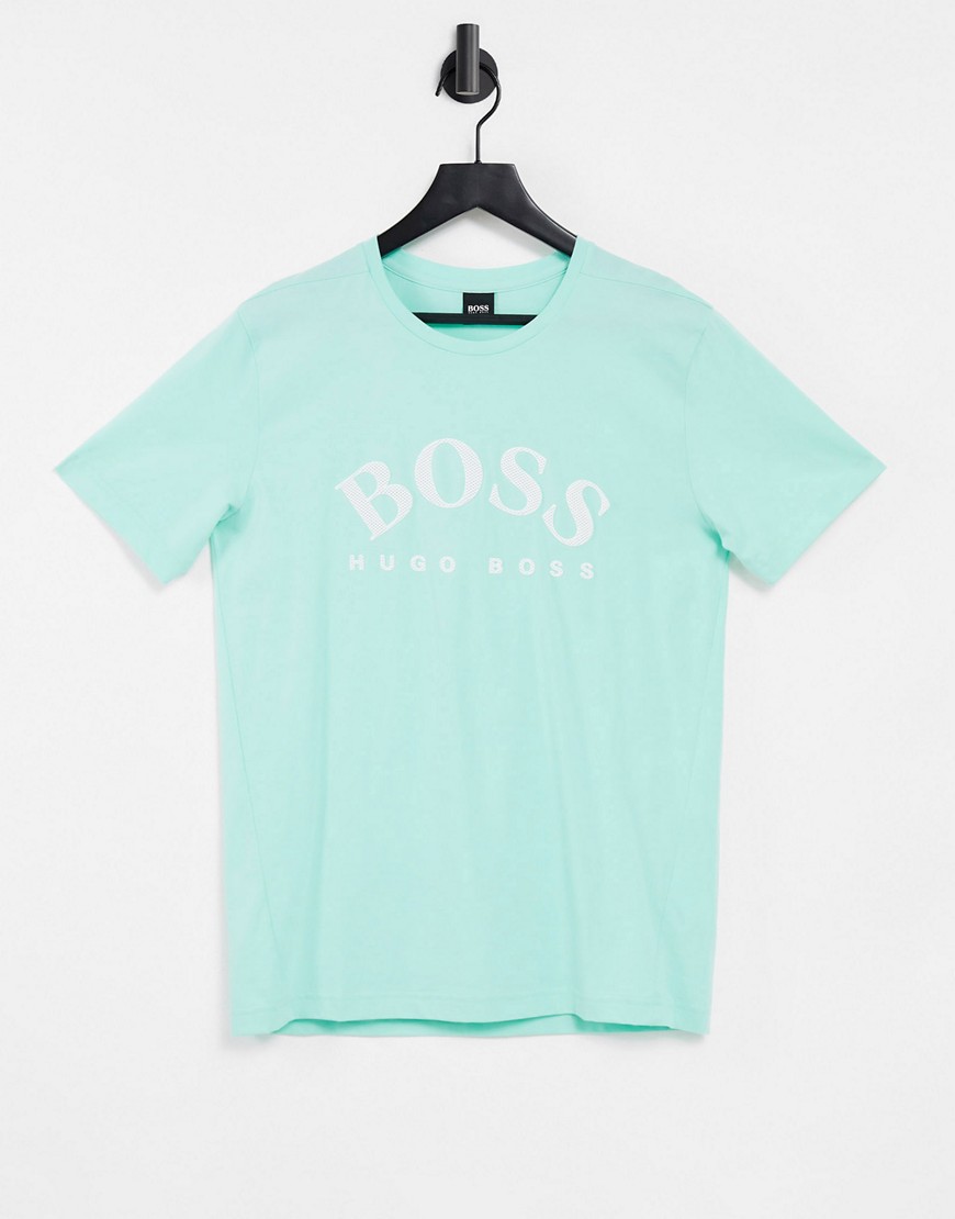 BOSS Athleisure – Tee 5 – Khakifärgad t-shirt med stor logga-Grön