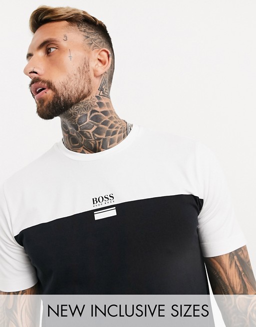 BOSS Athleisure Tee 6 small logo contrast t-shirt in black/ white