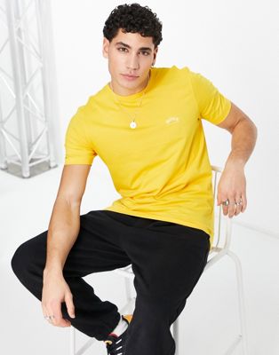 Boss Athleisure tee curved t-shirt in yellow
