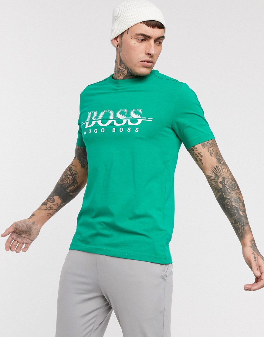 BOSS - Athleisure Tee6 - T-shirt verde con logo sul petto