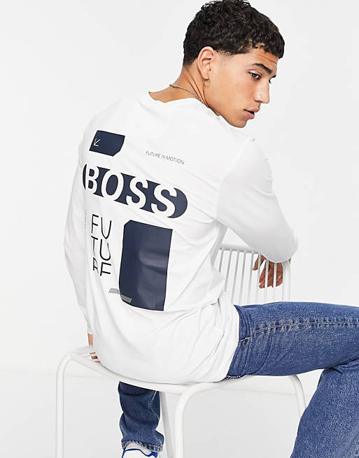 BOSS Athleisure Togn 2 long sleeve top with large back print in white