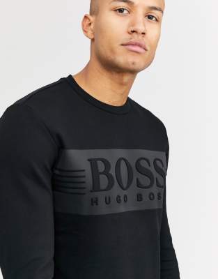 boss embossed crew sweatshirt