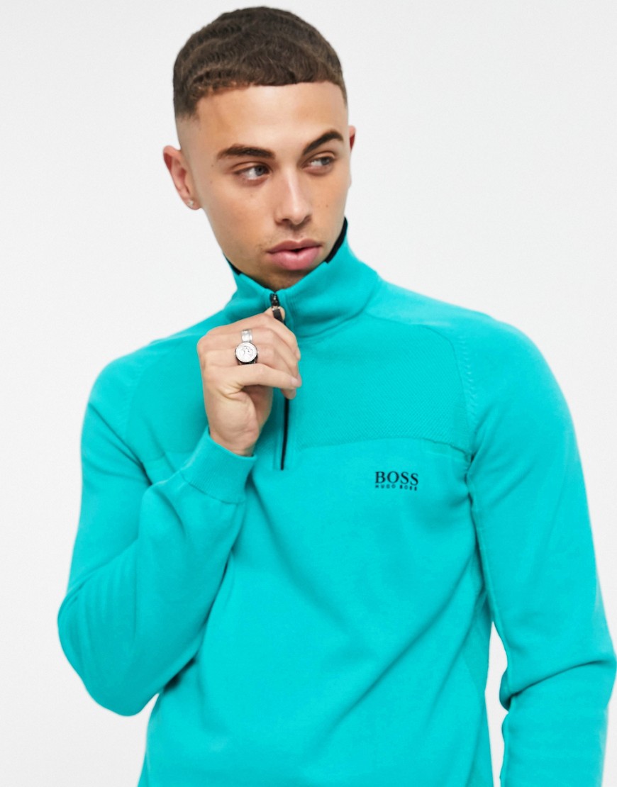 BOSS - Athleisure Zescon - Strikket sweatshirt med halv lynlås-Grøn