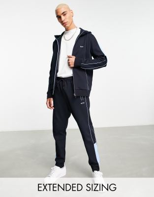 BOSS Athleisure zip through hoodie and joggers tracksuit set in navy - ASOS Price Checker