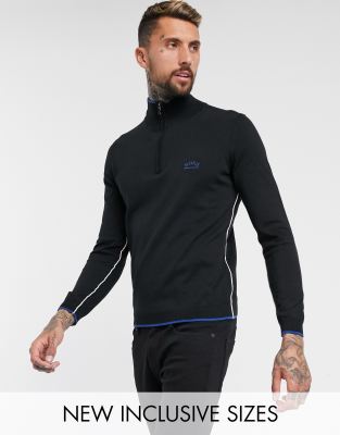 boss zip neck knitted sweatshirt