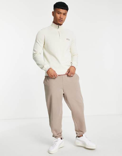 BOSS Athleisure Zitom quarter zip jumper in stone, 4 of 4