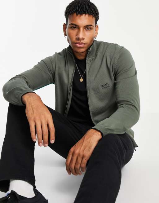 BOSS Athleisure - Zoston - Strikket sweatshirt med lynlås og logo