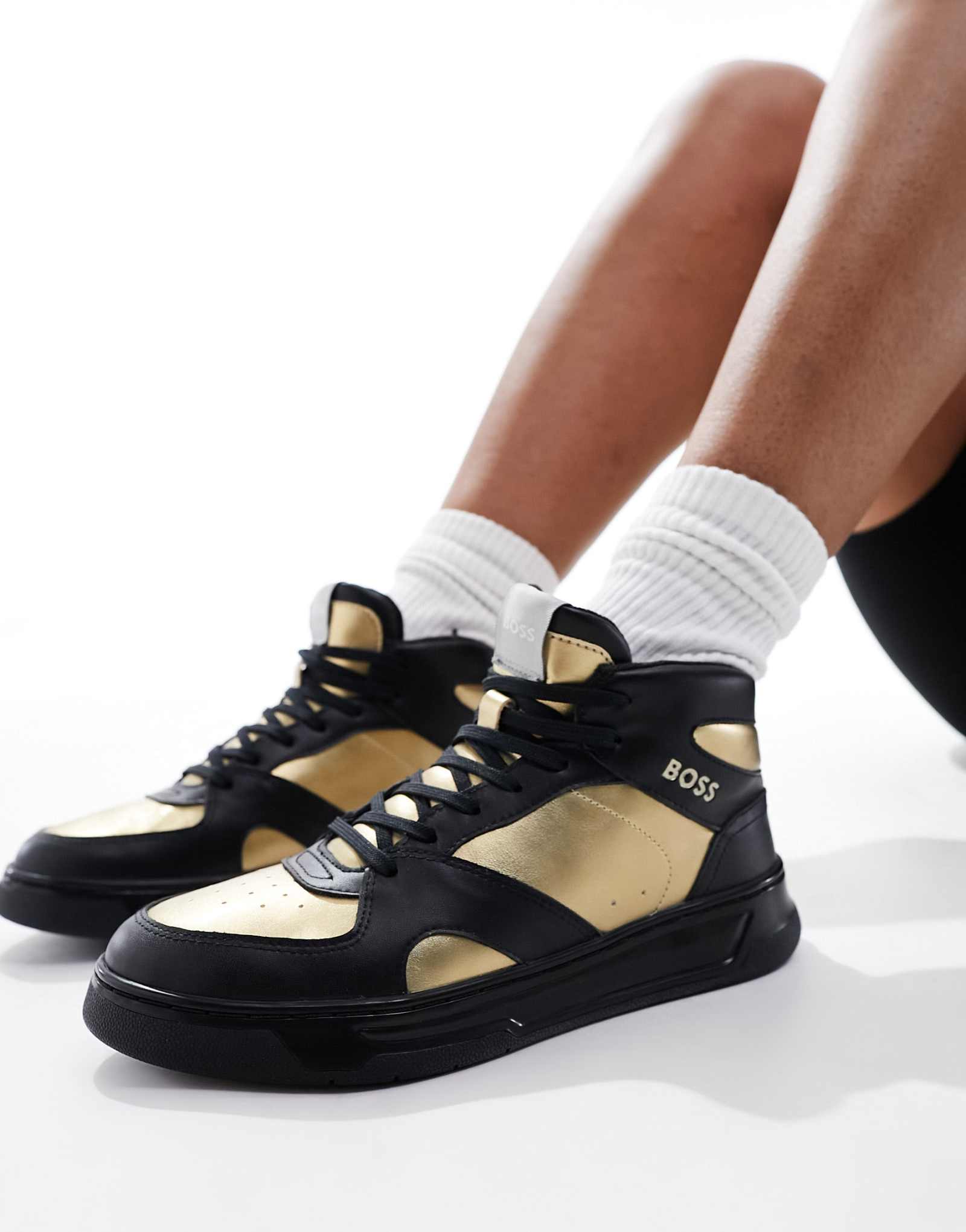 Кроссовки BOSS Baltimore hi-top черного и золотого цветов