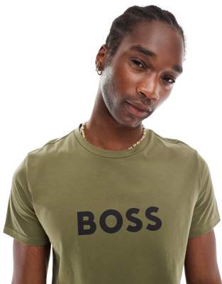 Boss beach t-shirt in khaki-Green