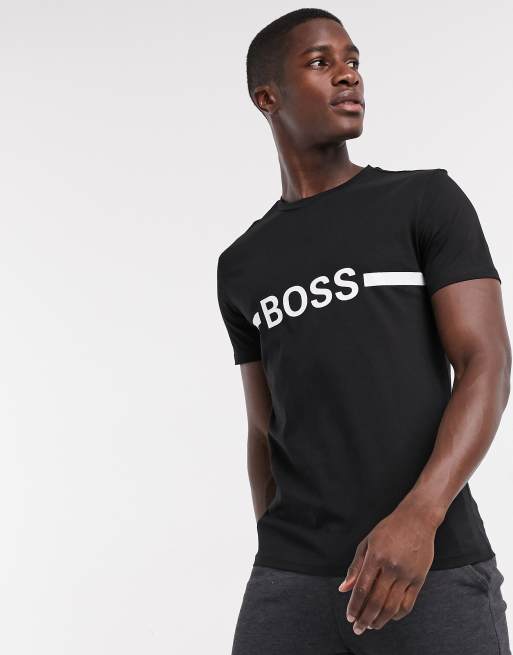 BOSS Beachwear logo t-shirt in black | ASOS