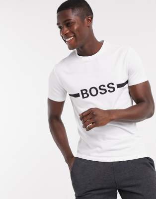 BOSS Beachwear logo t-shirt in white | ASOS