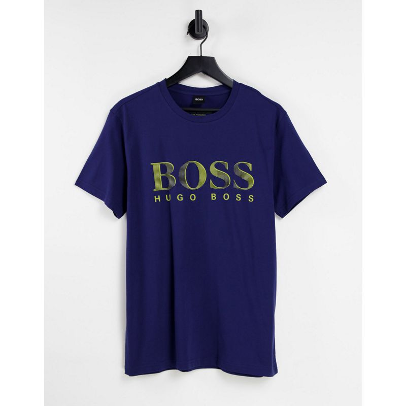 Activewear 068fl BOSS - Beachwear - T-shirt blu navy con logo grande