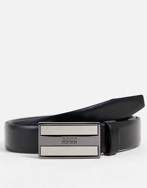 BOSS Bexter buckle leather belt in black