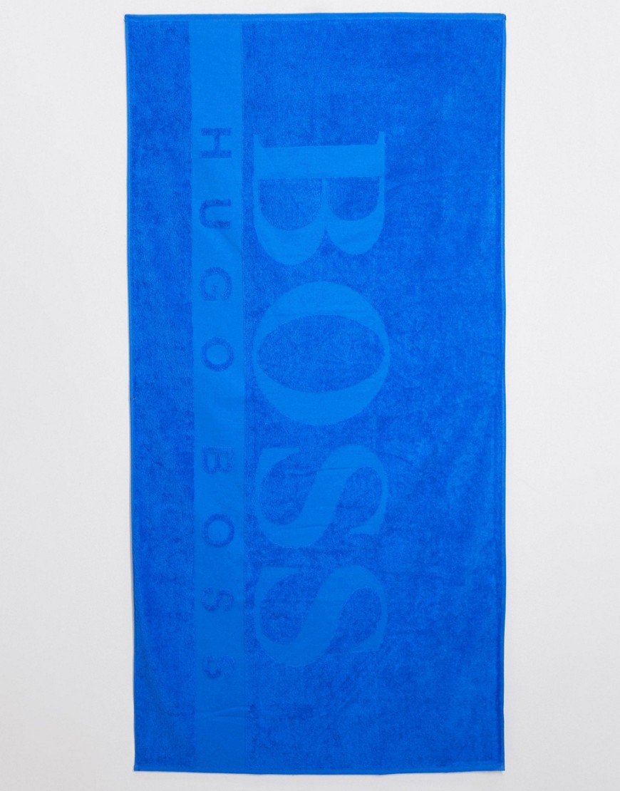 BOSS – Blå strandhandduk med logga