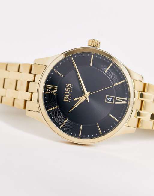 BOSS black dial bracelet watch in gold