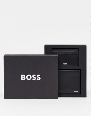 BOSS Orange Black GBB wallet and card holder gift set in black
