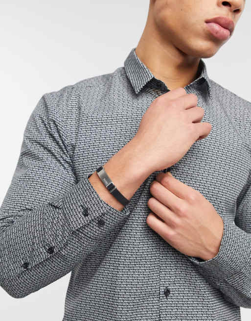 Mens hugo boss leather bracelet best sale