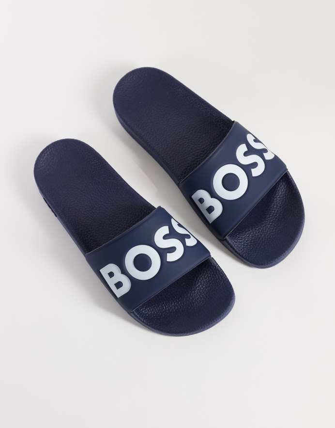 BOSS Bodywear BOSS Black sandalias con estampado de logotipo en azul marino