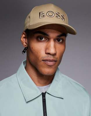BOSS Black - Seth - Kappe in Beige mit aufgesticktem Logo-Neutral Neutral One Size