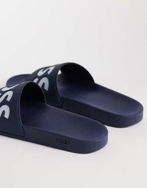 BOSS Black Slider mit Logoprint in Marineblau, 4 von 4