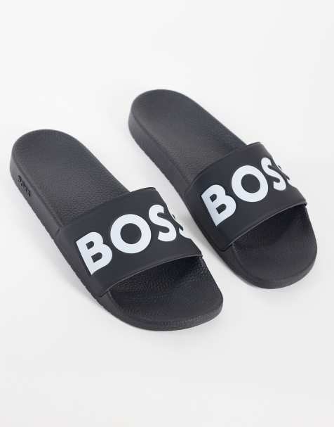 BOSS Black sliders med logotryck i svart - view 1