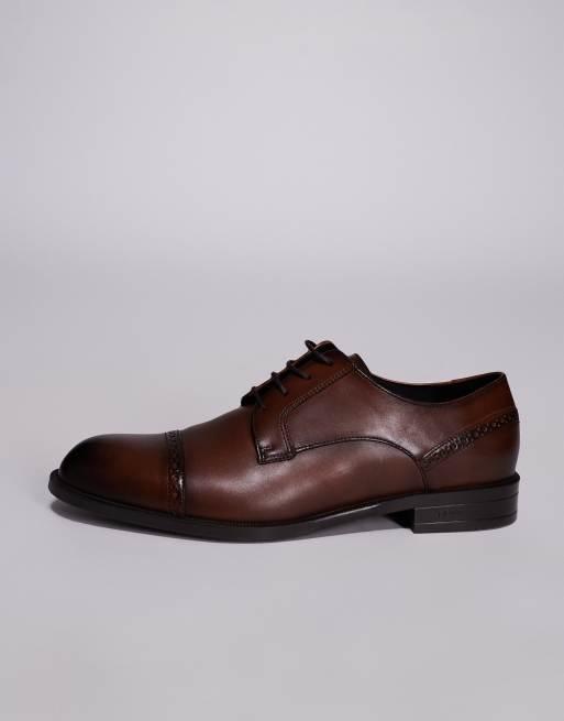 BOSS Black tayil leather derby shoes in brown | ASOS display picture 1