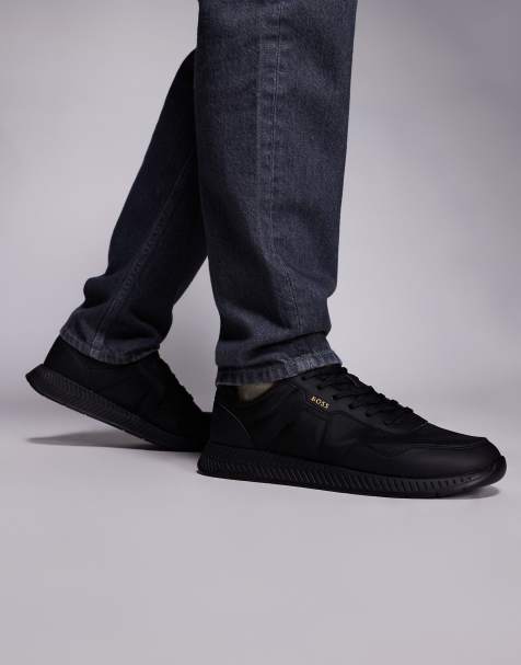BOSS Black titanium runn trainers in black - view 1