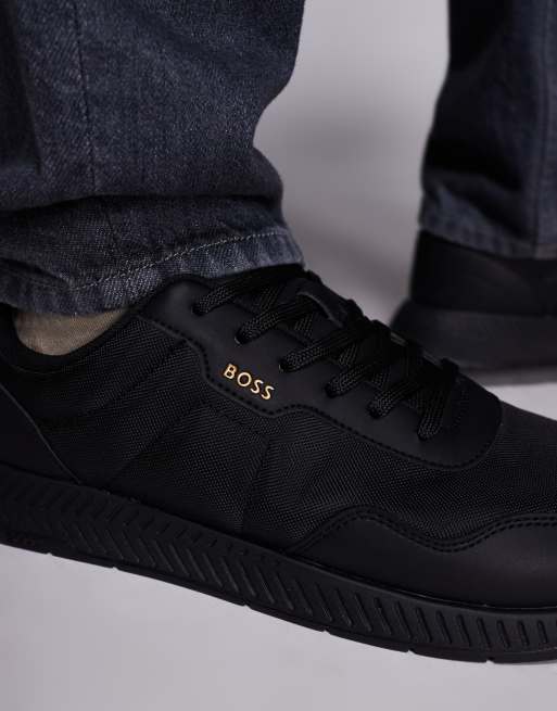BOSS Black titanium runn trainers in black, 4 of 5