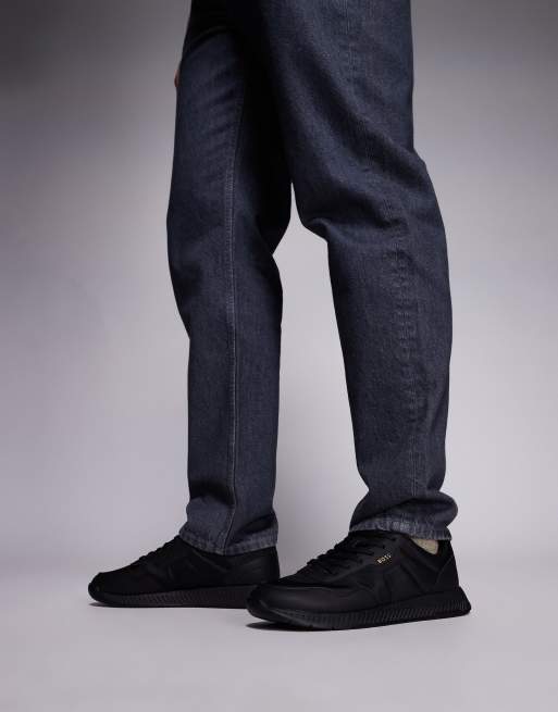 BOSS Black titanium runn trainers in black, 5 of 5