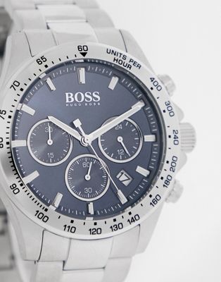 Boss blue dial bracelet watch in silver 1513755 | ASOS